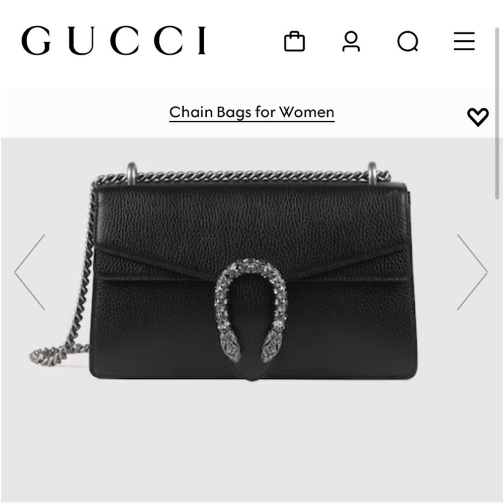 Gucci Dionysus black leather shoulder bag with crystals